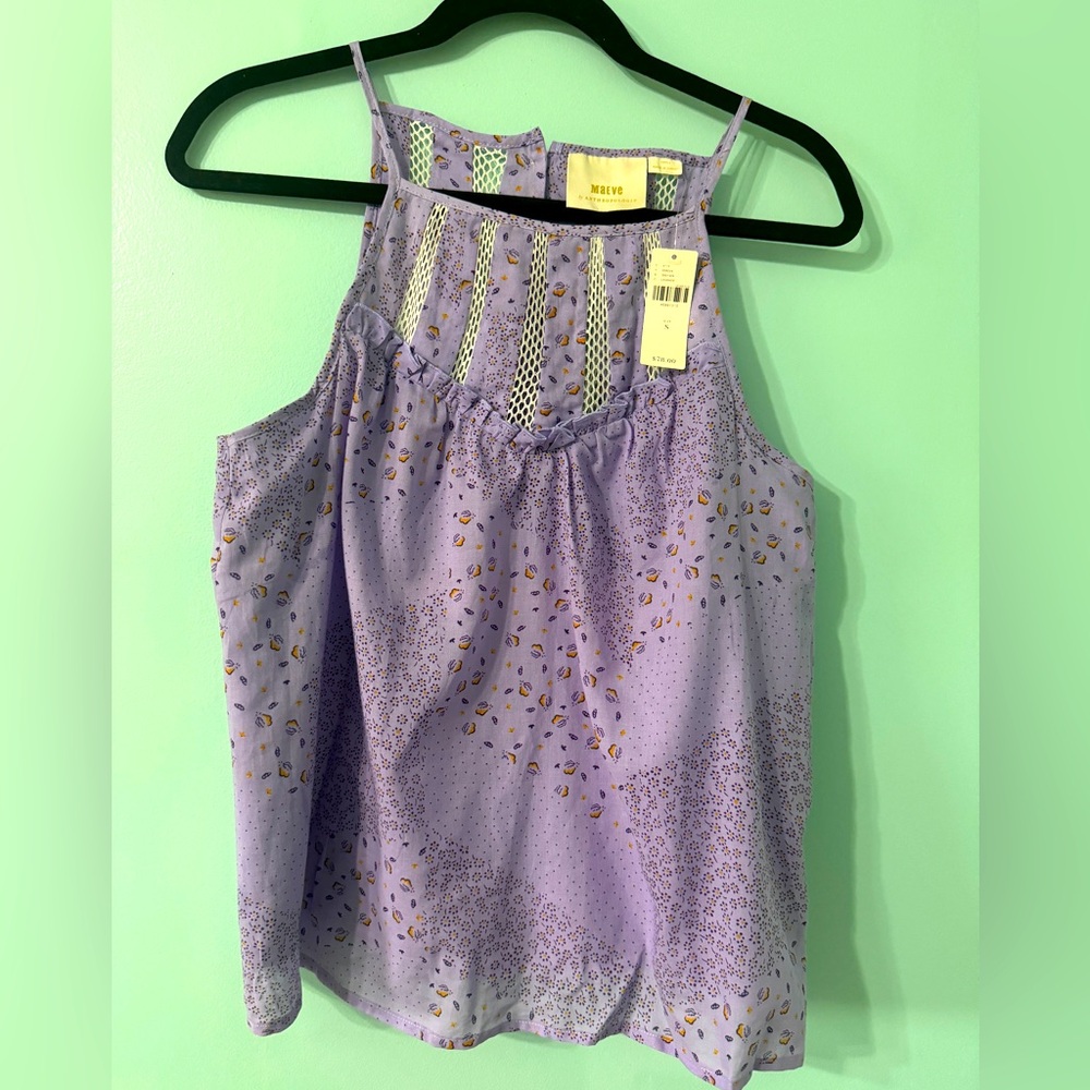NWT Maeve Anthropologie flowy lavender top size S